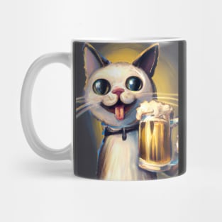 Happy Cat with Beer Mug